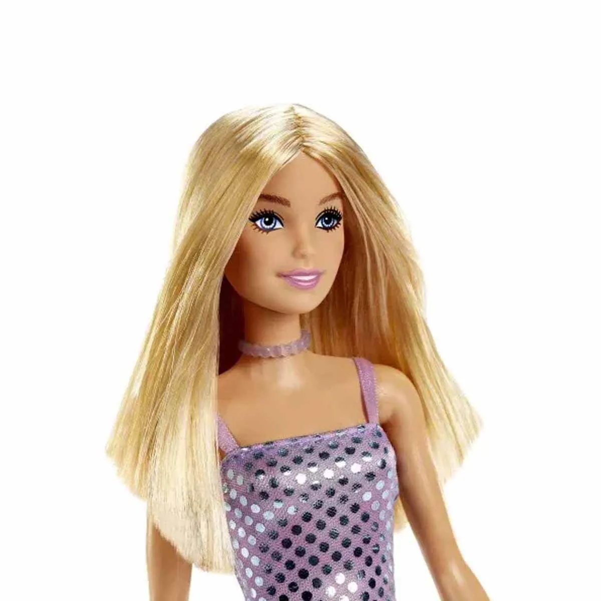 Barbie® Doll, Kids Toys, Blonde Hair, Lavender Metallic Mini Dress, Trendy Clothes and Accessories, Gifts for Kids