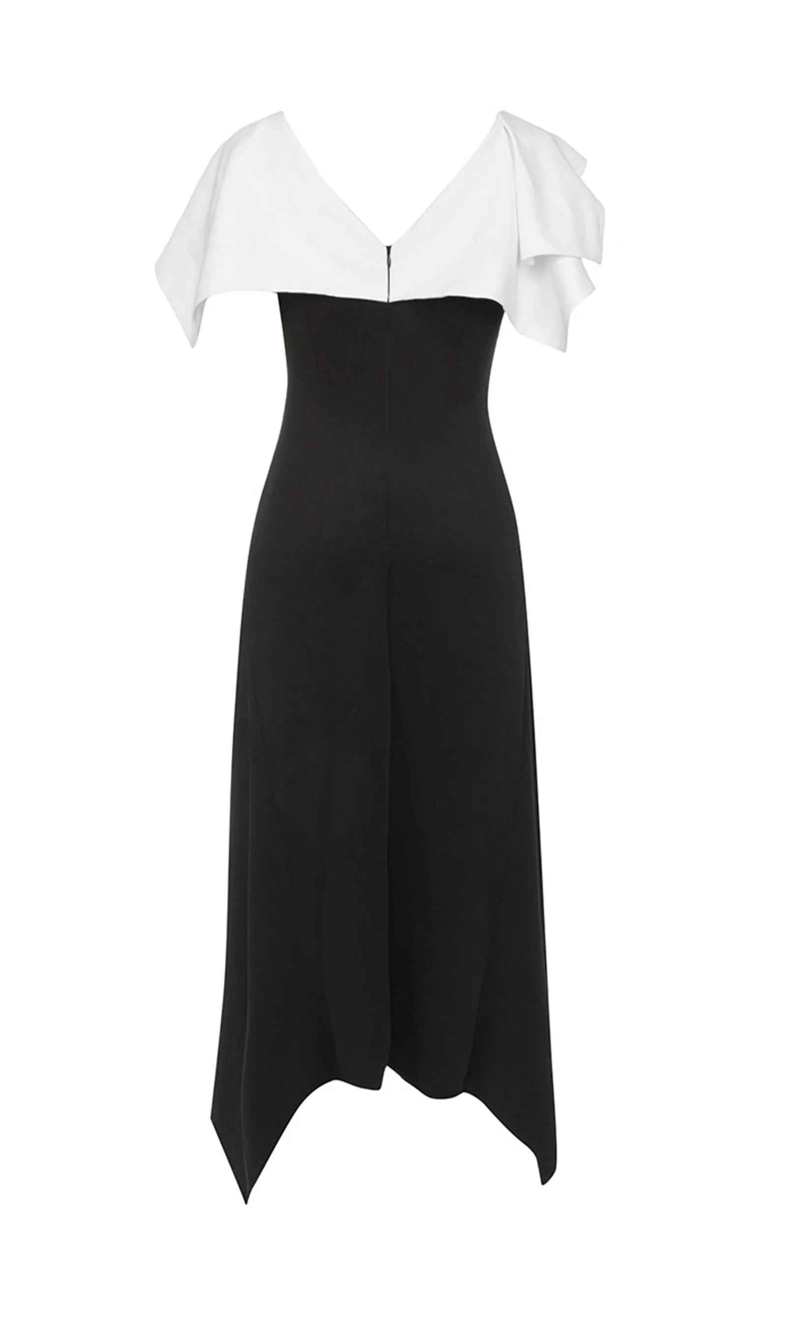 Black Asymmetric Slim Fit Midi Dress