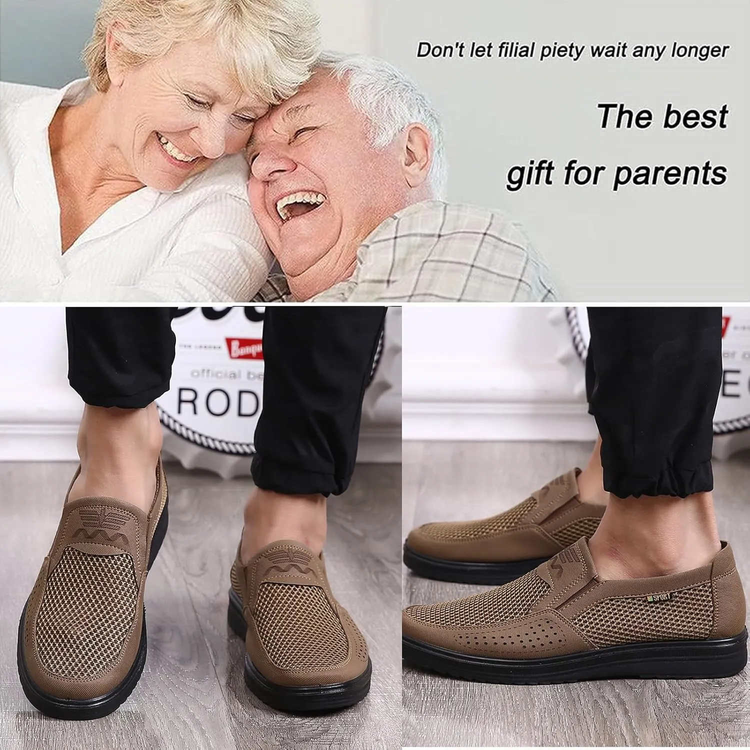 Diabetic Shoes for Elderly Men, Adjustable Closure Breathable Lightweight Sneakers for Swollen Feet and Edema, Soft Leather Upper