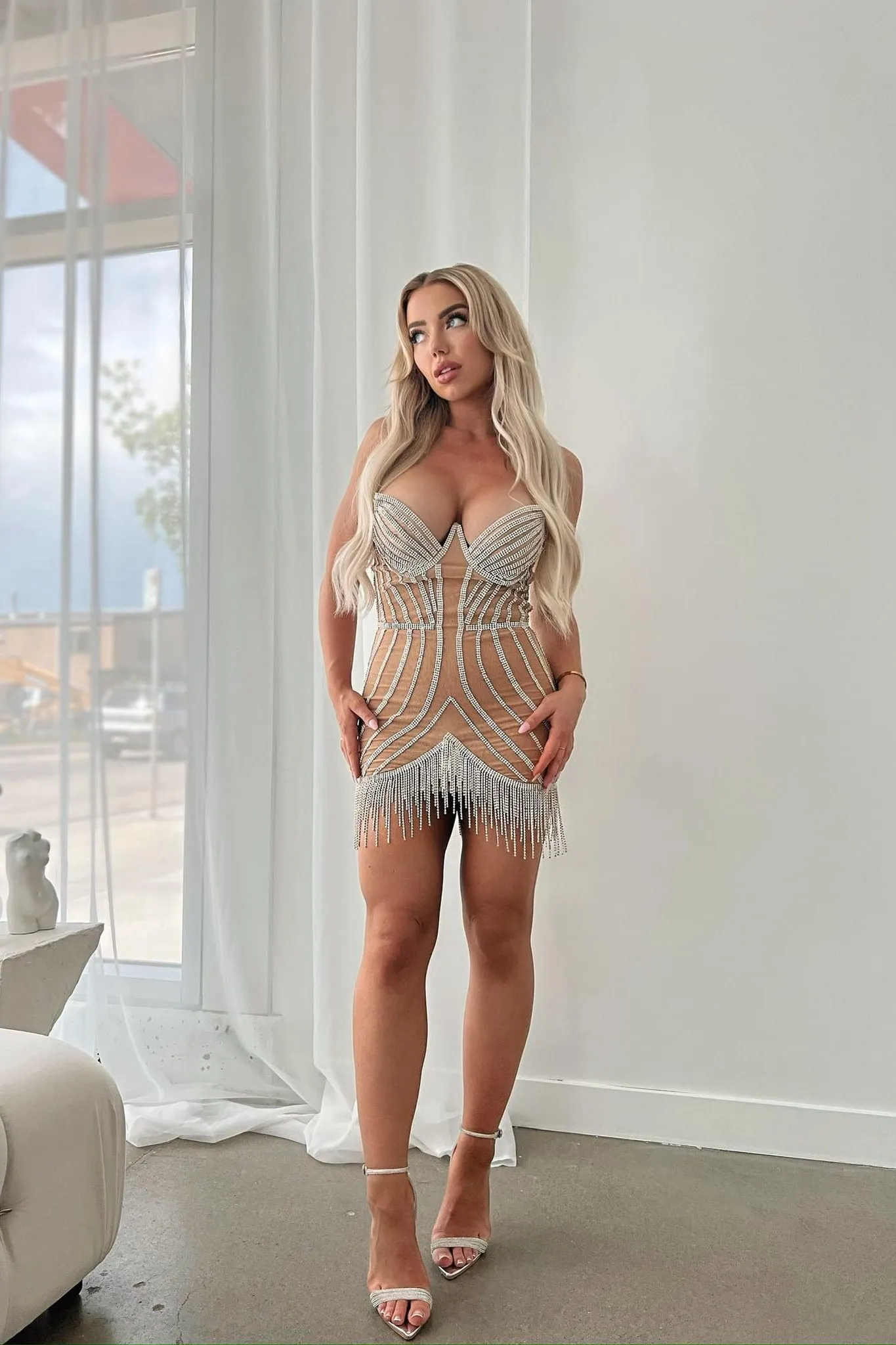 Diamante Tassel Mini Dress