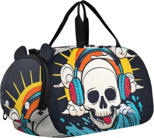 Fuuny Golgo Rainbow Sun Black Girls Tote Duffle Bags Travel Toddler Weekender Bags with Shoe Compartment Carry on Duffel Bag Boys
