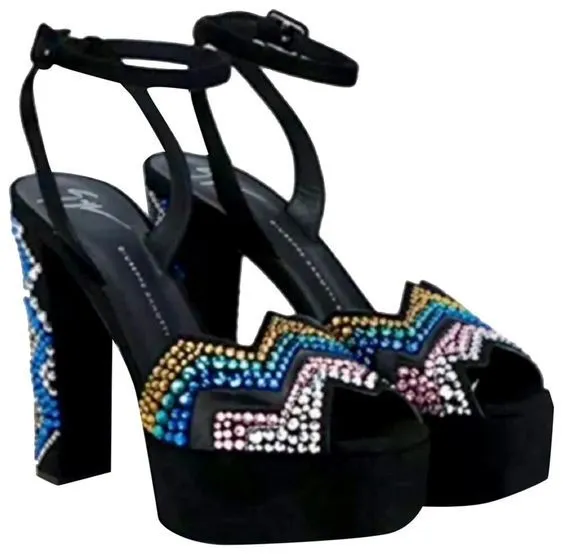 Glitzy Single-Tone Studded High Heels Sandals