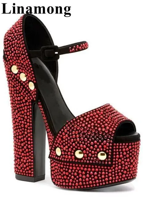 Glitzy Single-Tone Studded High Heels Sandals