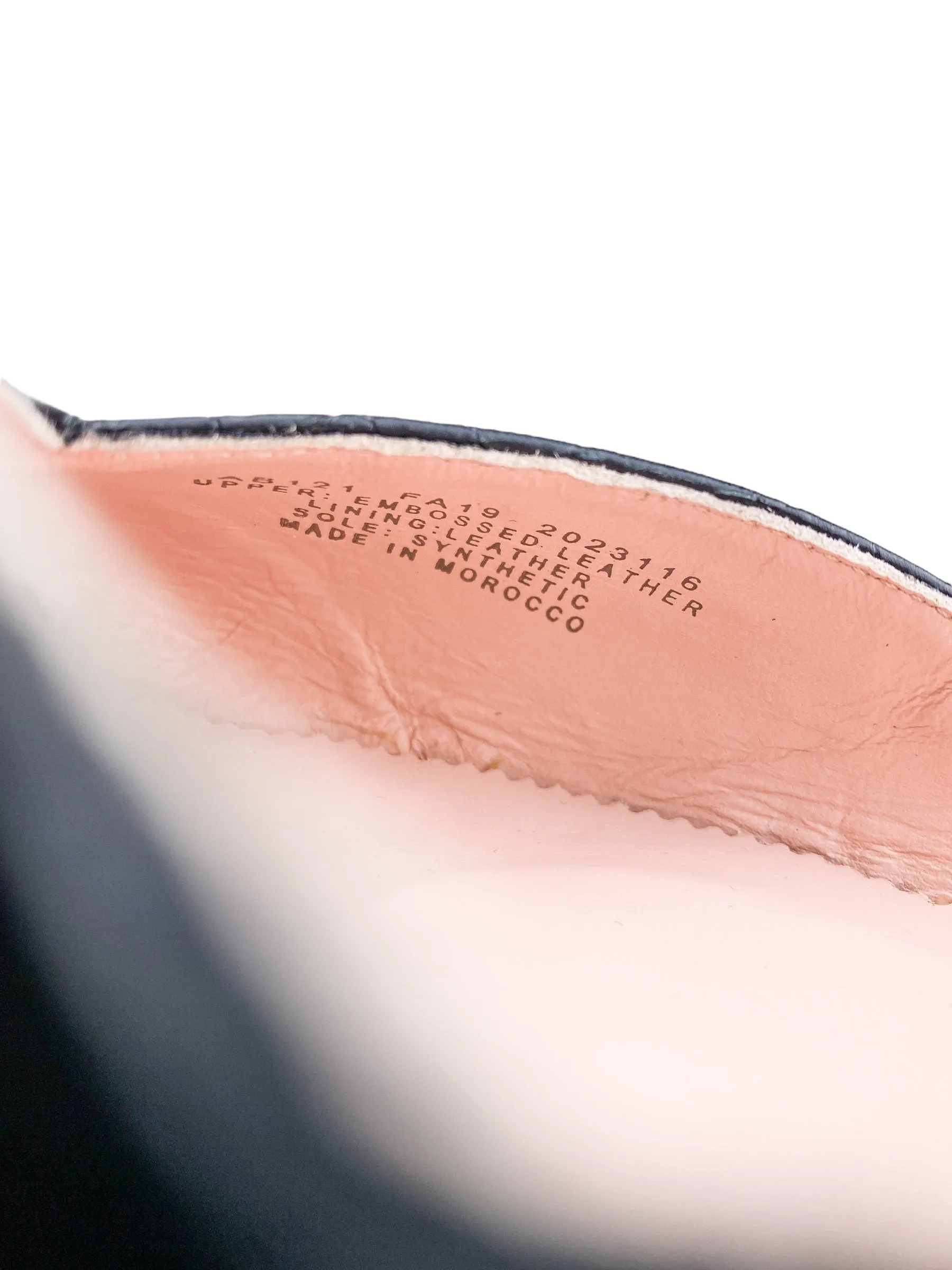 J. Crew Women's Gwen Croc Embossed Leather Flat Black Size 10