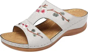 Ladmiple Orthopedic Sandals For Women Dressy Summer Walking Slippers with Arch Support Vintage Slip On Orthotic Flip Flops