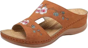 Ladmiple Orthopedic Sandals For Women Dressy Summer Walking Slippers with Arch Support Vintage Slip On Orthotic Flip Flops
