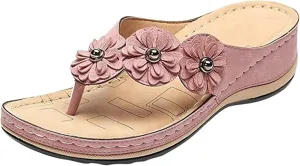 Ladmiple Sandals Women Comfortable Dressy Slip On Flat Sandals Summer Orthopedic Orthotic Flip Flops with Arch Support