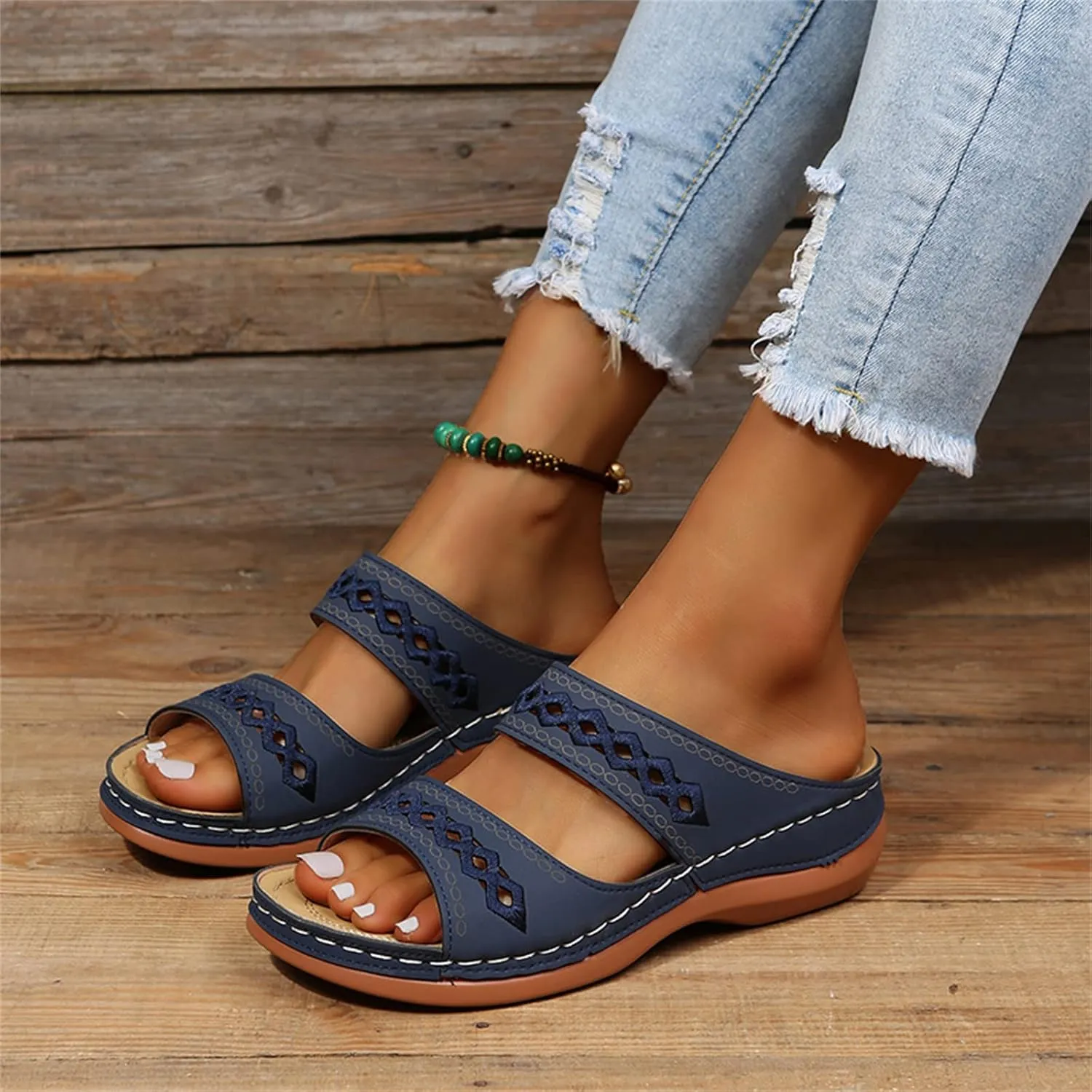 Ladmiple Women's Sandals Comfortable Dressy Slip On Orthotic Flip Flops Casual Orthopedic Summer Shoes With Arch Support