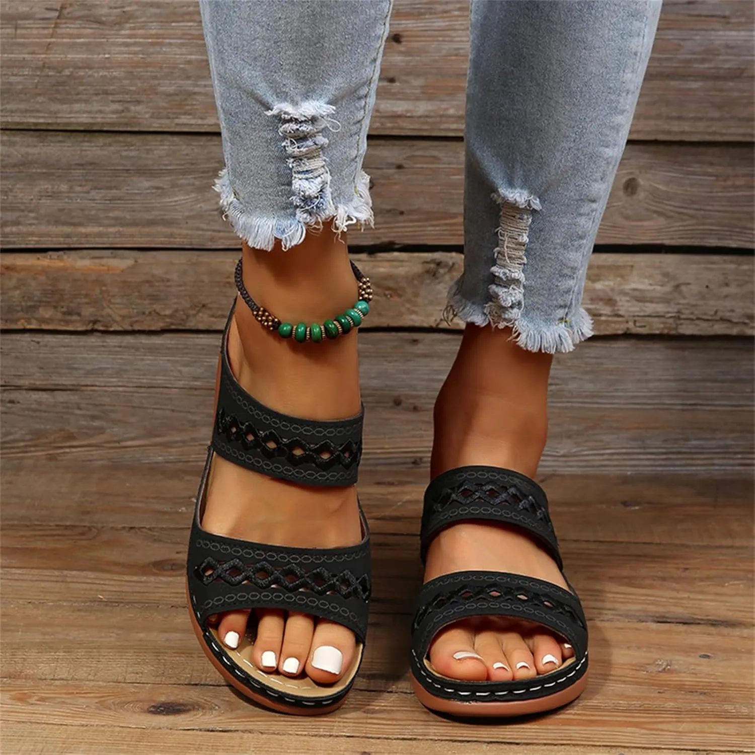 Ladmiple Women's Sandals Comfortable Dressy Slip On Orthotic Flip Flops Casual Orthopedic Summer Shoes With Arch Support