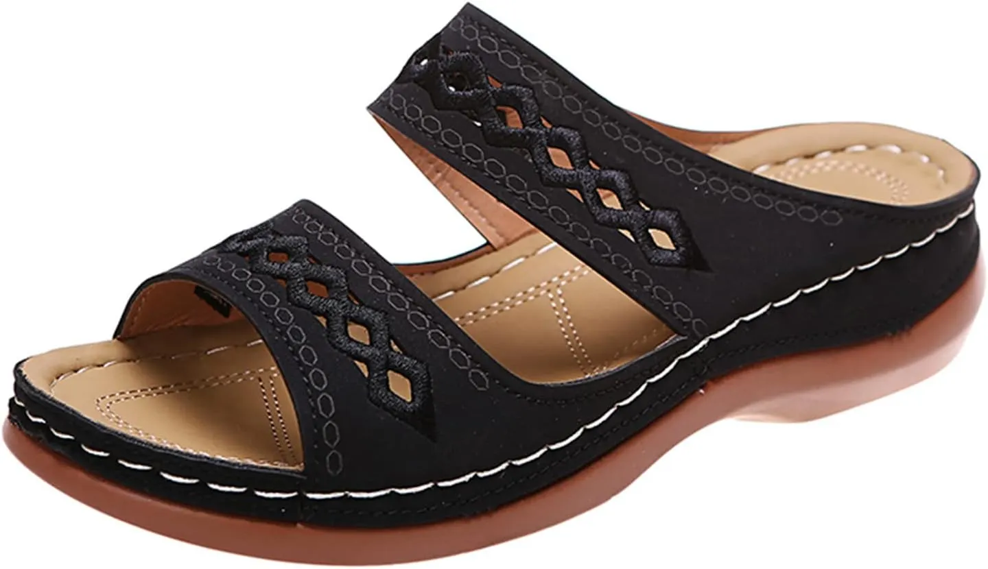 Ladmiple Women's Sandals Comfortable Dressy Slip On Orthotic Flip Flops Casual Orthopedic Summer Shoes With Arch Support