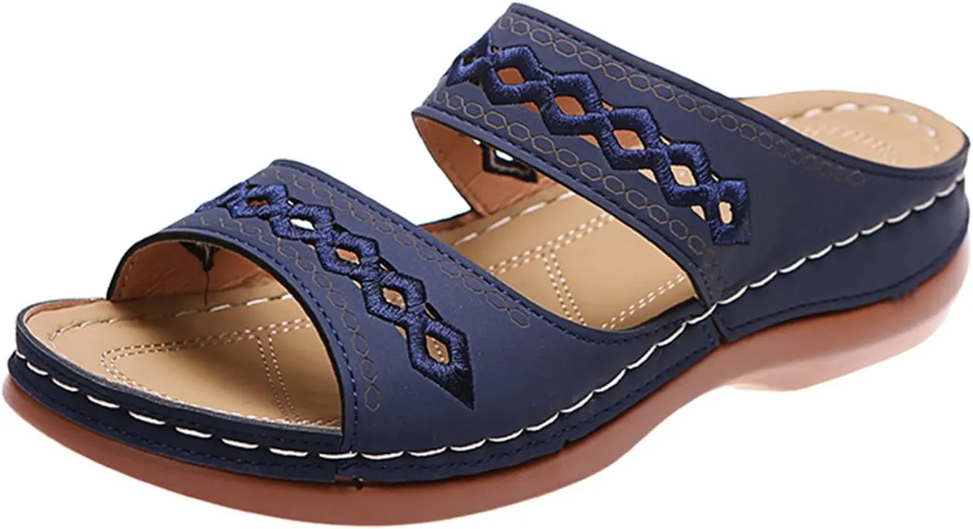 Ladmiple Women's Sandals Comfortable Dressy Slip On Orthotic Flip Flops Casual Orthopedic Summer Shoes With Arch Support