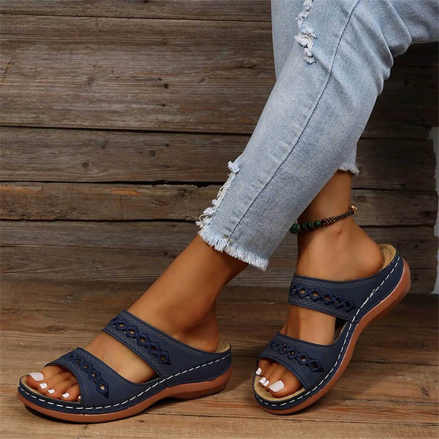 Ladmiple Women's Sandals Comfortable Dressy Slip On Orthotic Flip Flops Casual Orthopedic Summer Shoes With Arch Support