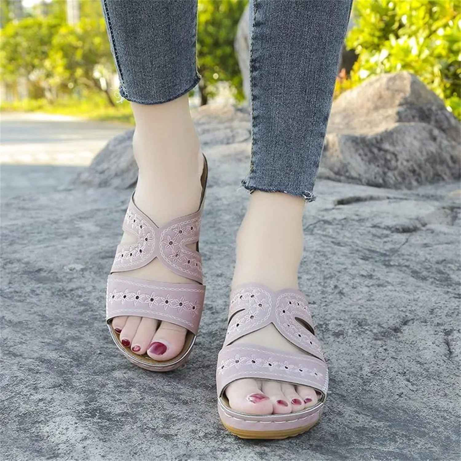 Ladmiple Womens Sandals Dressy Casual Comfortable Slip On Orthotic Flip Flops Summer Orthopedic Slides With Arch Support