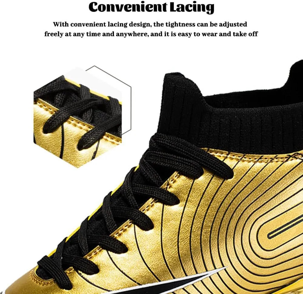 Maylrvjv Men's High-Top Soccer Shoes Big Kids Football Boots Breathable Lightweight Outdoor Indoor Professional Training Sneakers