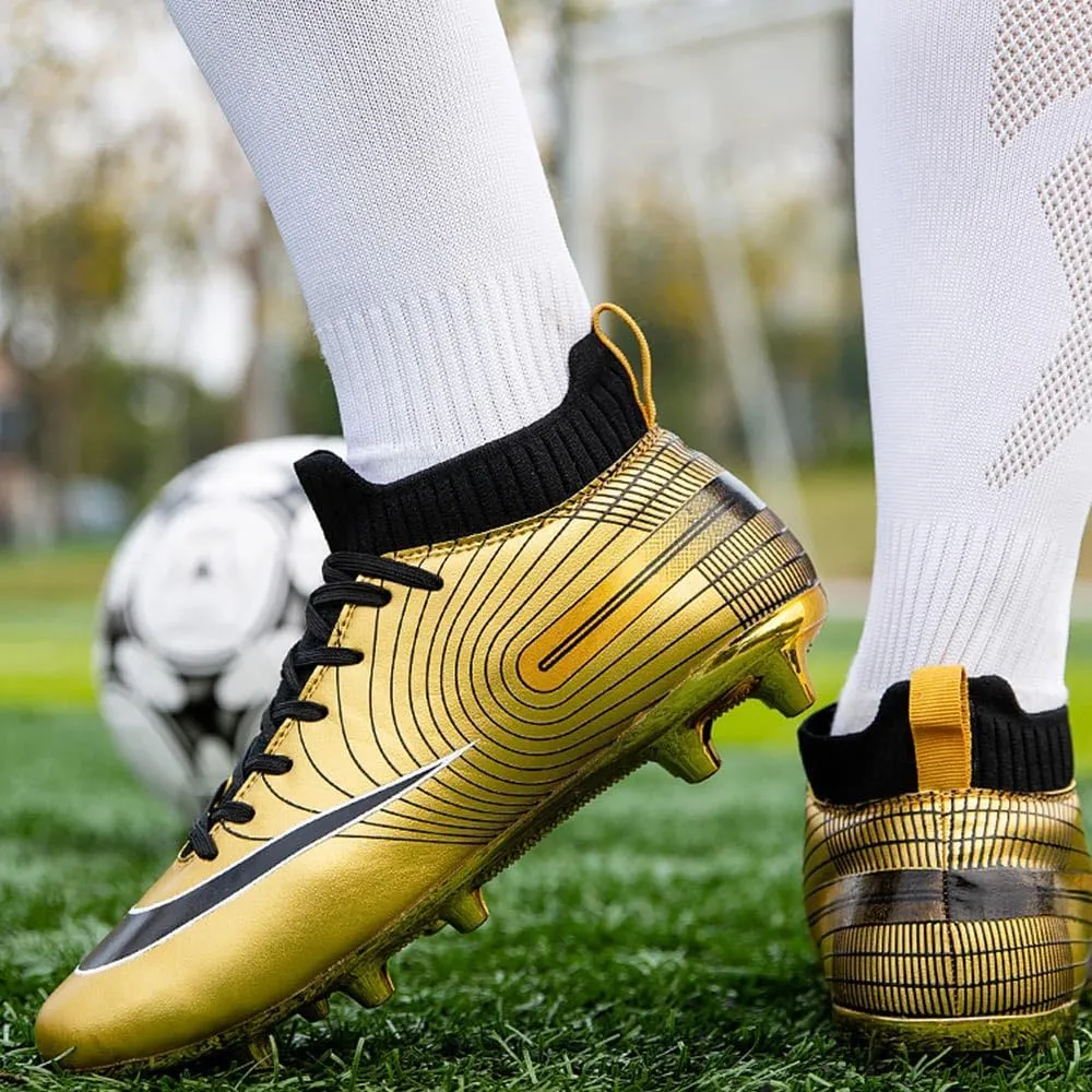 Maylrvjv Men's High-Top Soccer Shoes Big Kids Football Boots Breathable Lightweight Outdoor Indoor Professional Training Sneakers