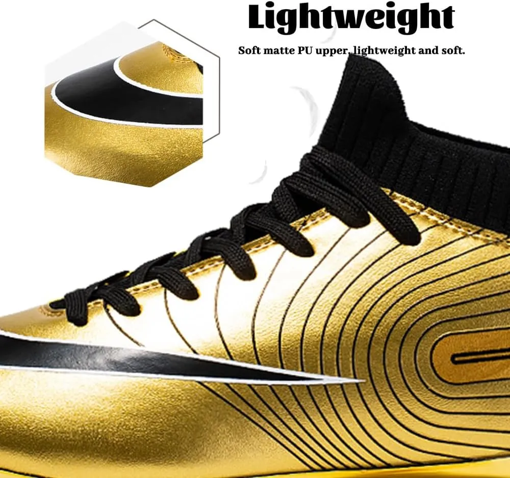 Maylrvjv Men's High-Top Soccer Shoes Big Kids Football Boots Breathable Lightweight Outdoor Indoor Professional Training Sneakers