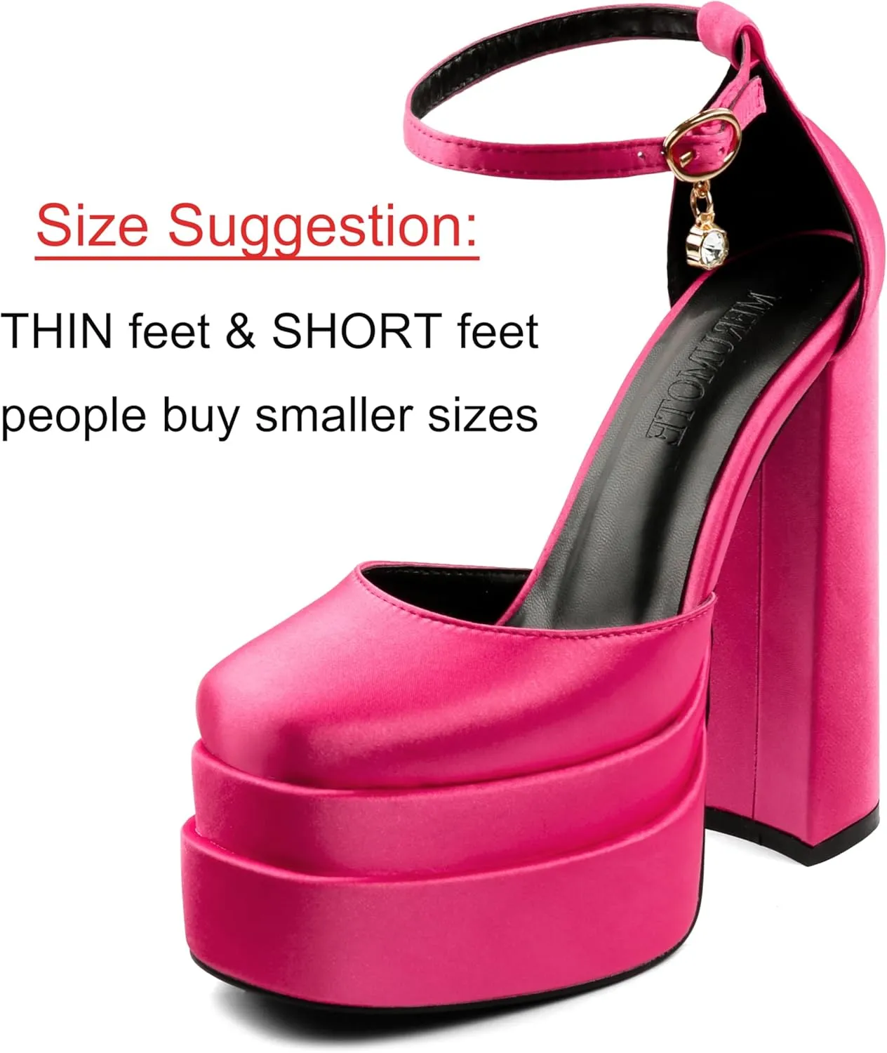 MERUMOTE Womens Sexy High Heels Platforms Pumps Square Toe Chunky Block Heels Rhinestone Party Shoes