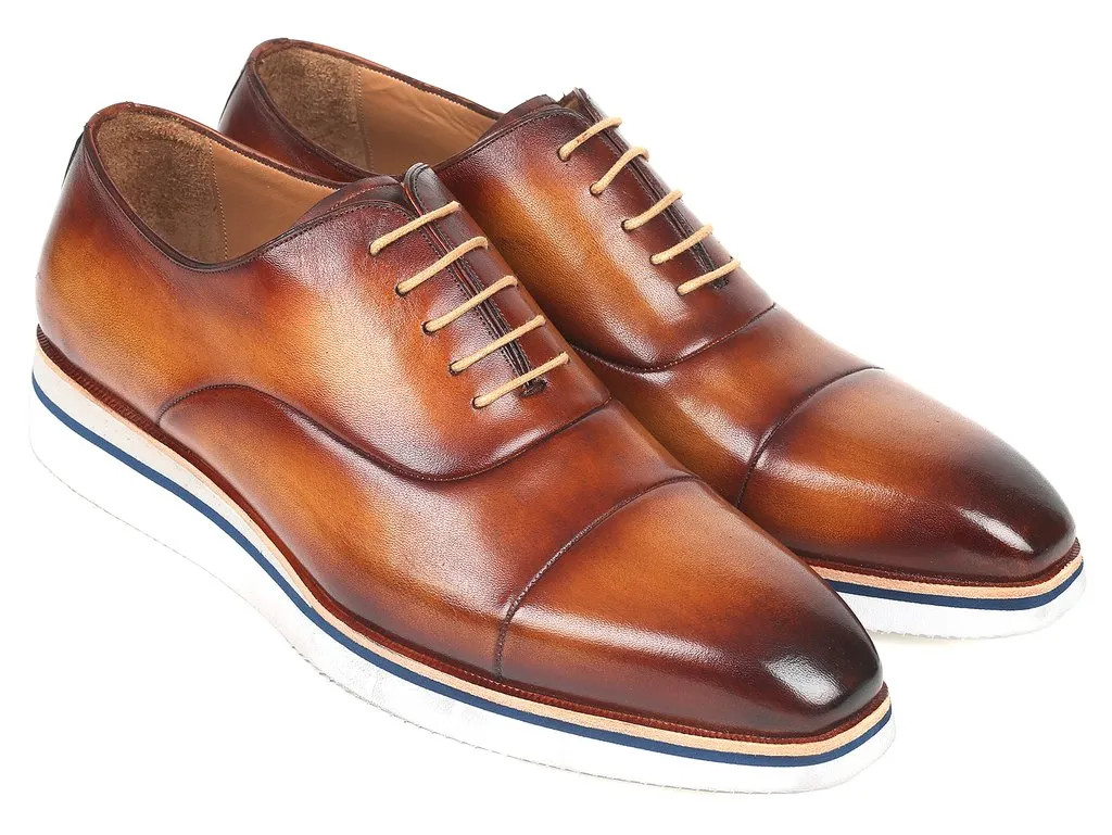 Paul Parkman Men's Smart Casual Leather Oxfords, Brown & Camel