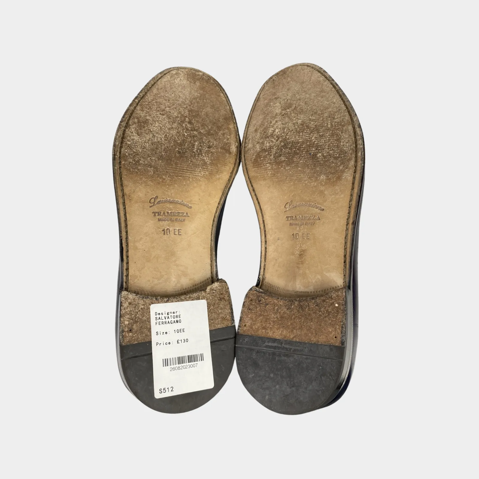 Salvattore Feragammo men's navy and green leather loafers