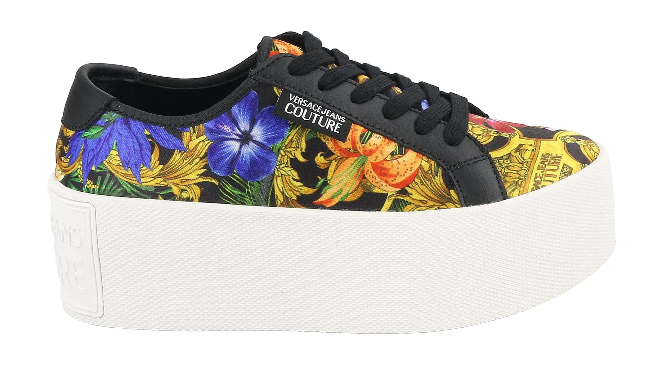 Versace Jeans Couture Black/Multi Baroque High Box Platform Sneakers-