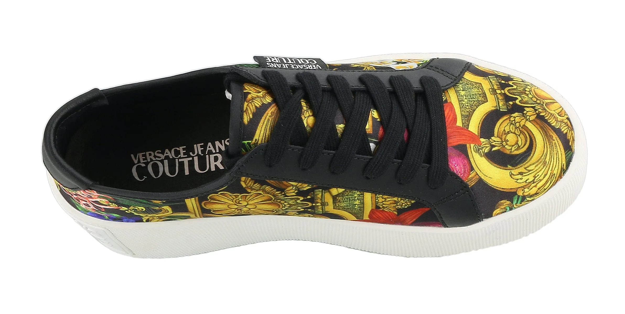 Versace Jeans Couture Black/Multi Baroque High Box Platform Sneakers-