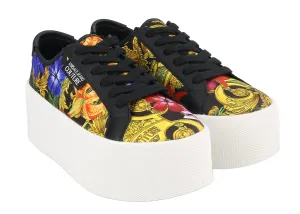 Versace Jeans Couture Black/Multi Baroque High Box Platform Sneakers-
