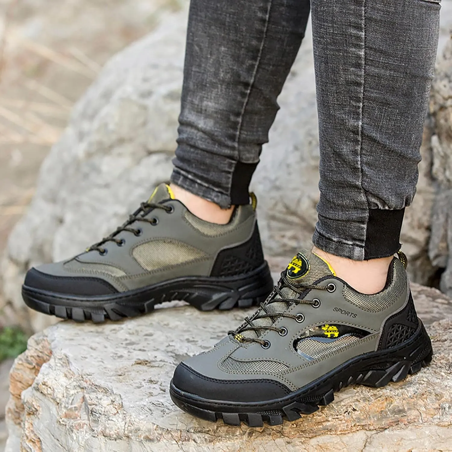 Walking Shoes for Men Fashion Casual Shoes Loafers Breathable Hiking Shoes Mens Shoes Leather