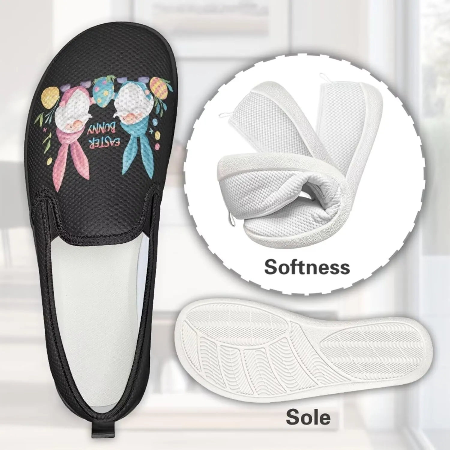 Womens Flats Shoes Breathable Mesh Slip On Sneakers Casual Lightweight Non-Slip Loafers for Walking Work