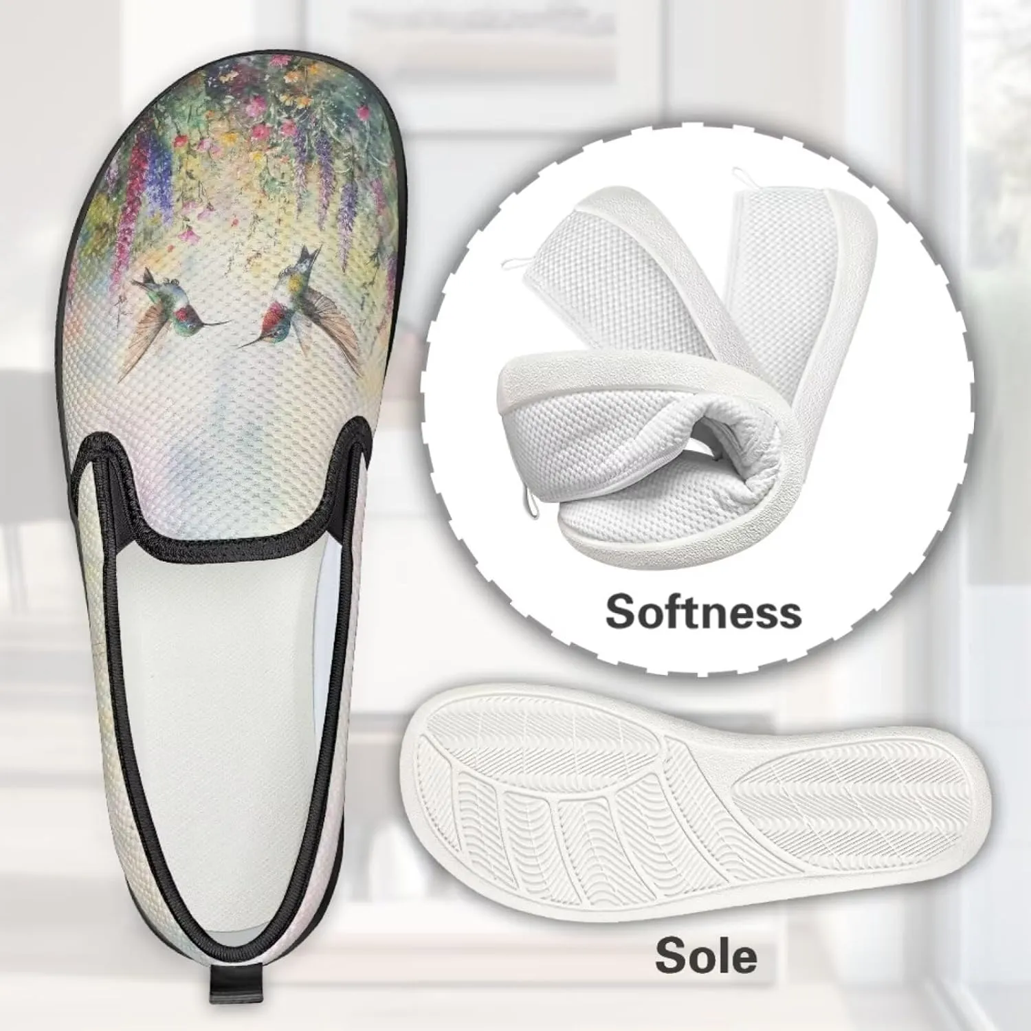 Women's Mesh Flats Shoes Casual Breathable Slip On Sneakers Non-Slip Low Top Outdoor Walking Loafers